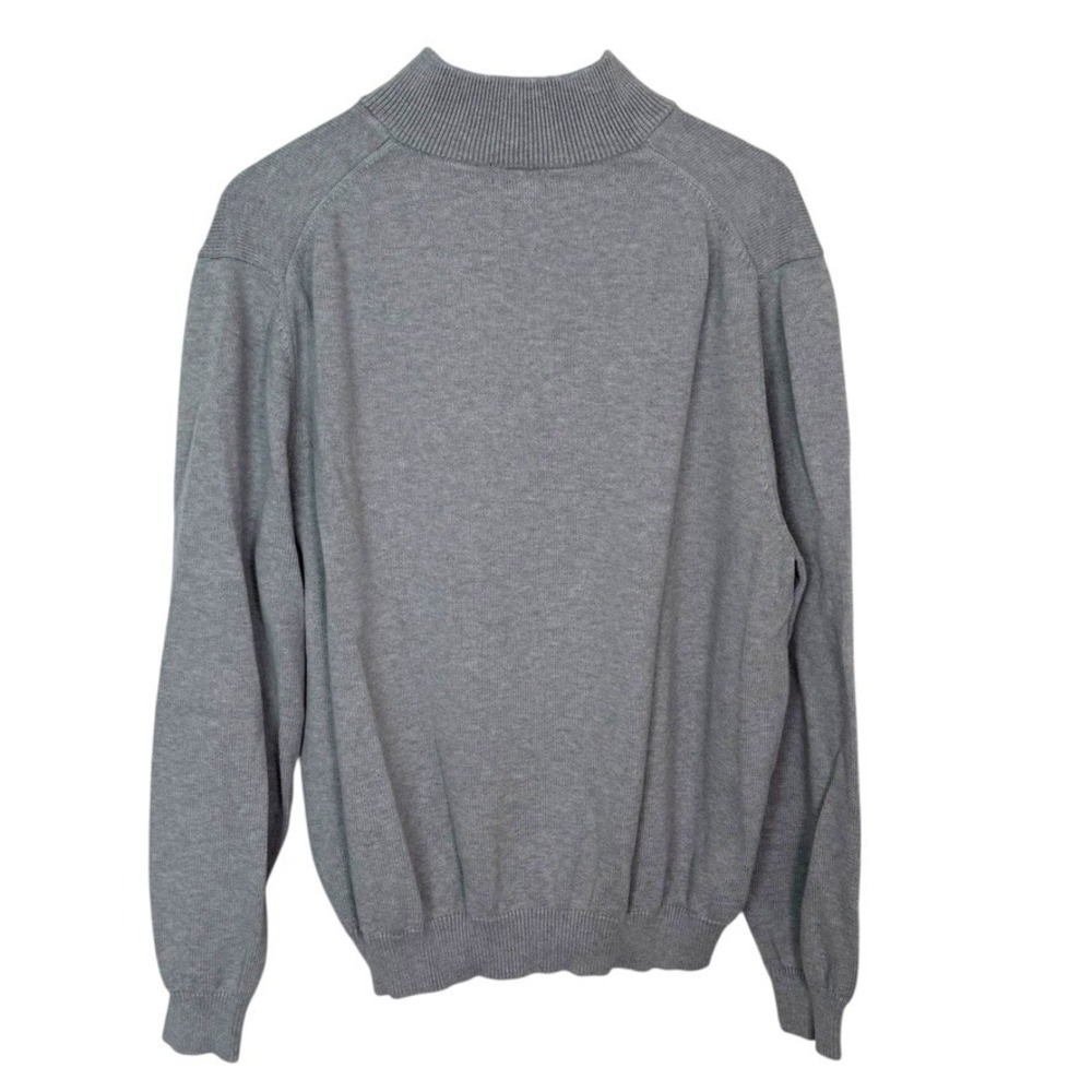 Brooks Brothers 346 Supima Cotton Button Mock Neck Pullover Sweater Mens XL Gray - Picture 2 of 5